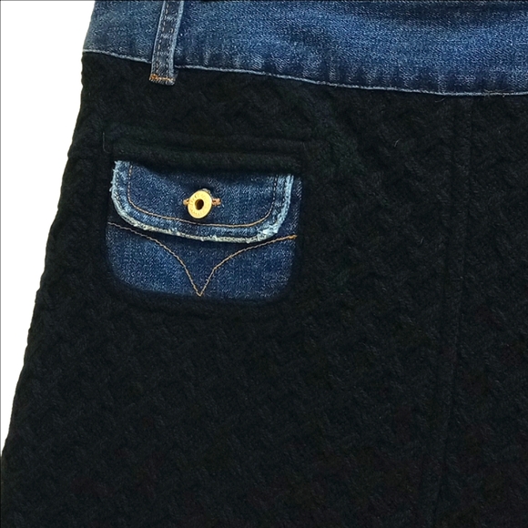 🖤DOLCE & GABBANA D&G KNEE LENGTH BLACK WOOL SKIRT WITH DENIM POCKETS - Picture 3 of 11